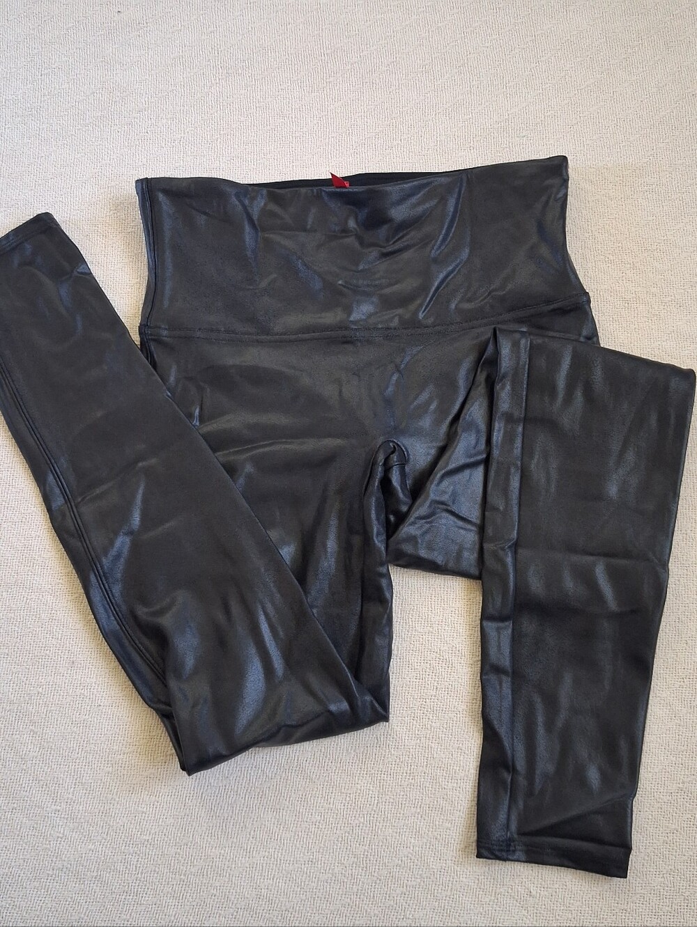 spanx faux leather legging black sleek edgy chic streetwear baddie high rise xl